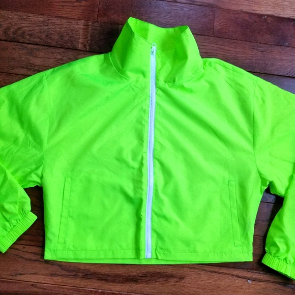 Neon Wind Breaker Full Zip Cropped Crop 